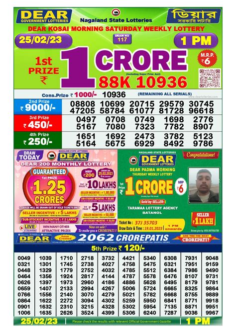 dear kosai lottery result today 1pm|Nagaland Lottery Result 1PM Winners List 10.04.2024 LIVE: .